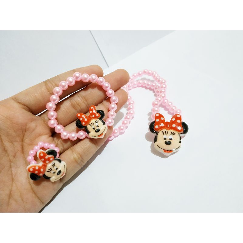 CPM12 Kalung Gelang Cincin Plastik Mix Kepala Minnie Mouse