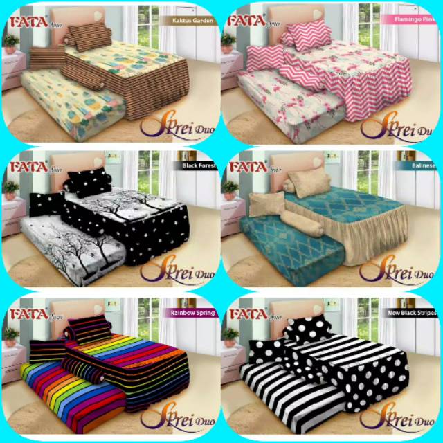 FATA Sprei  Duo 2in1 Motif  Minimalis Signature Ukuran 