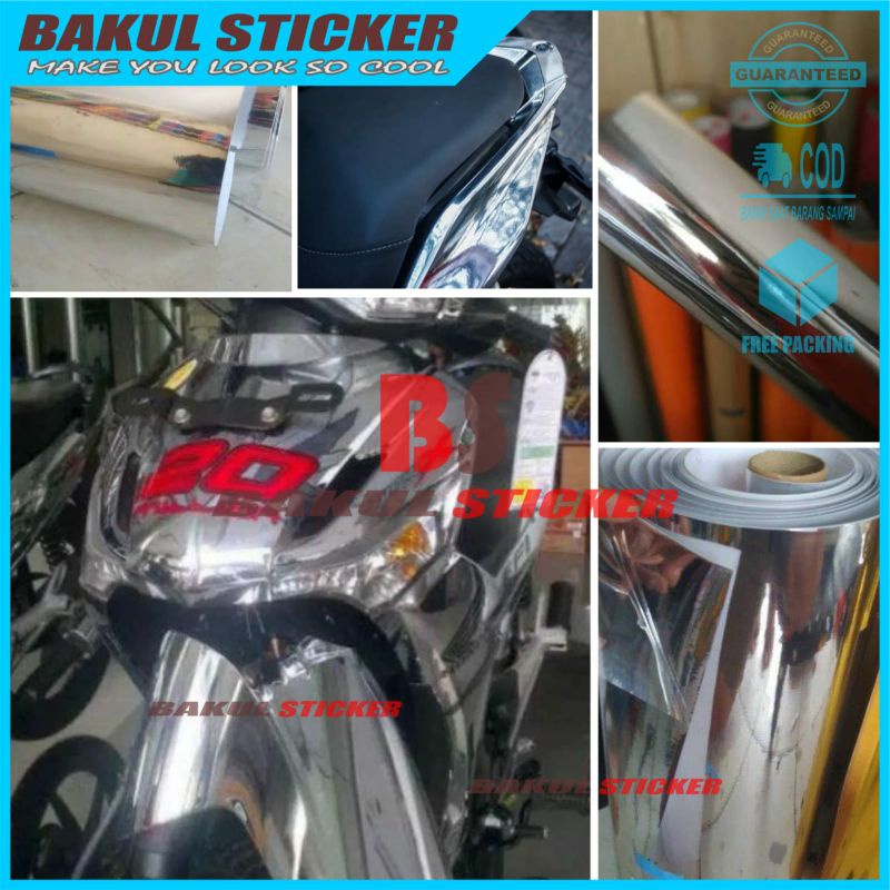 Stiker Skotlet Silver Chrome Sticker Chrome Skotlet Silver Glossy Scotlet Motor Silver