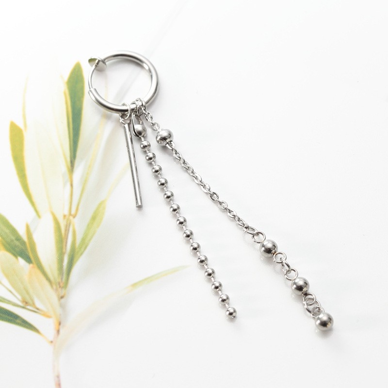 [Bayar Di Tempat]Park Ji Min Round Beads Long Chain Tassel Earrings BTS Earrings