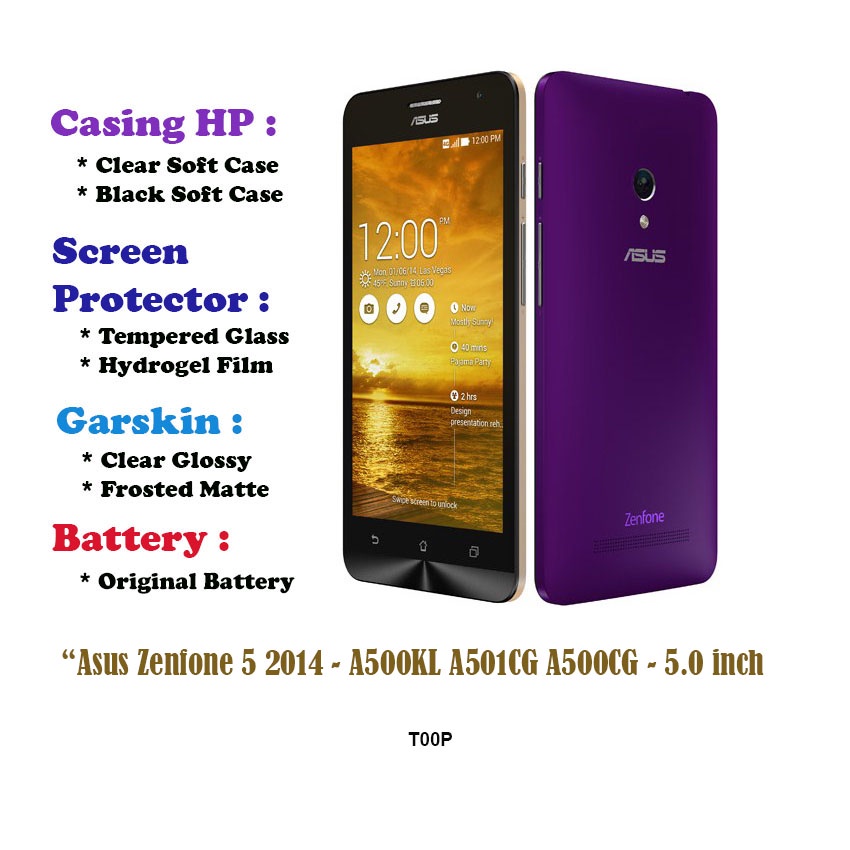 Asus Zenfone 5 2014 - A500KL A501CG A500CG - 5.0 inch - Case - Screen Protector - Battery - Dll