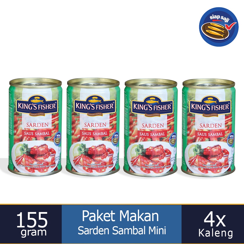 

Paket Makan 4 King's Fisher Sarden mini saus sambal Makanan Kaleng 155g kings fisher