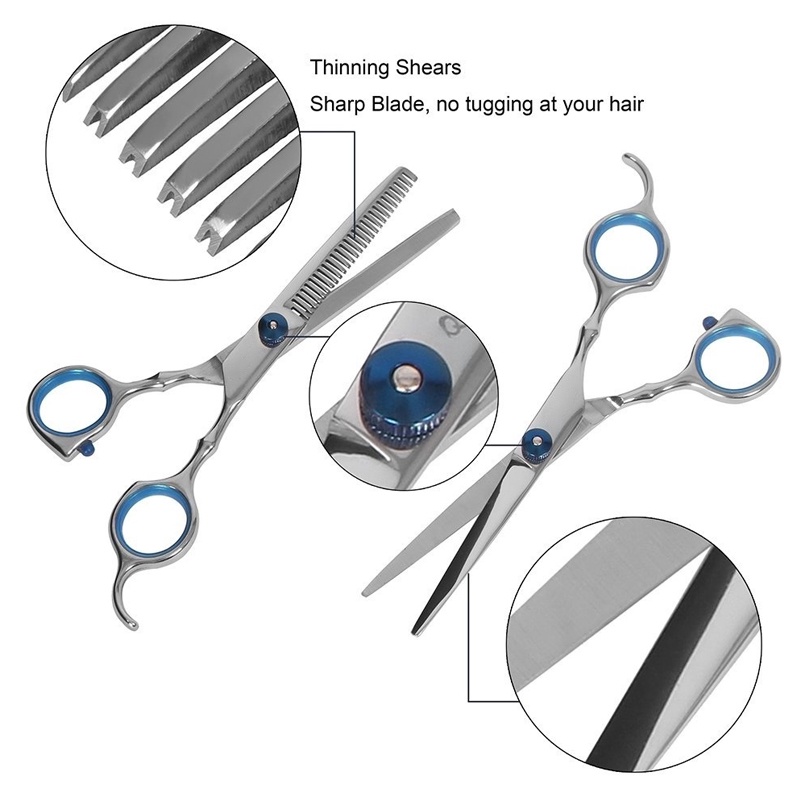 Olla Pet Grooming Gunting 7 Piece Profesional Stainless Steel Cat Grooming Gunting Set Anjing Grooming Gunting Melengkung Gunting