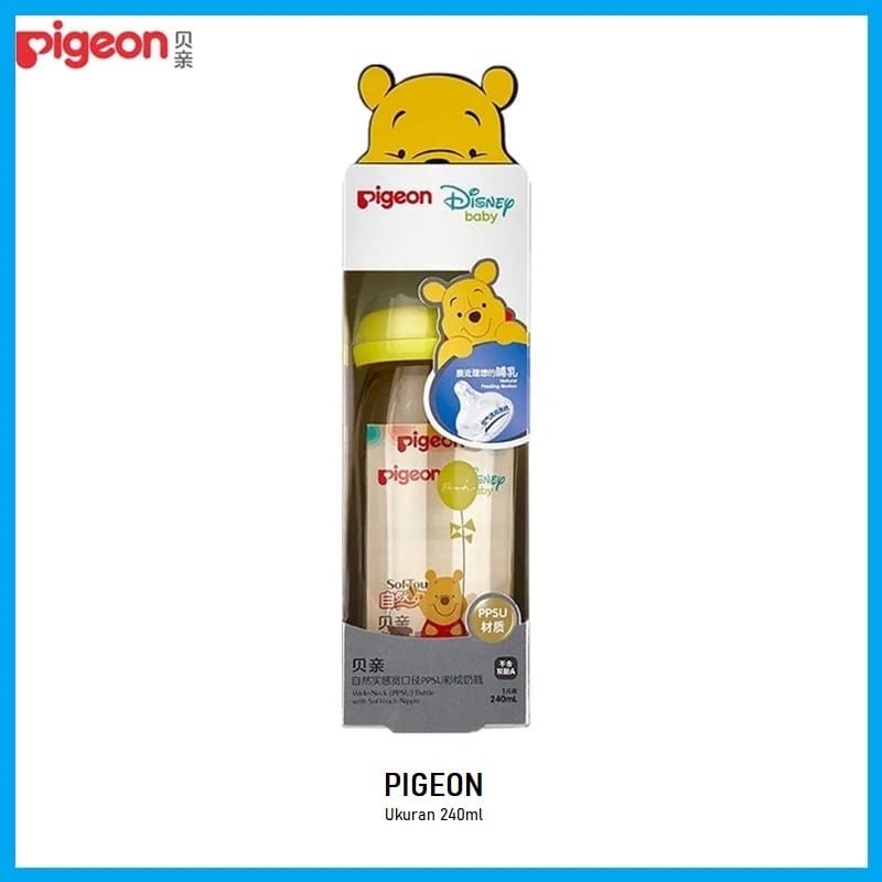 Pigeon Disney 160ml 240ml Botol Susu PPSU Wide Neck Mickey Minnie Pooh Snoopy