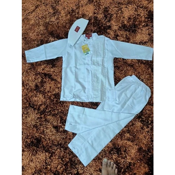 Koko A&j*setelan muslim putih  aljami