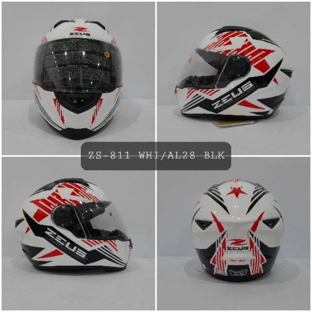 HELM ZEUS FULL FACE AL28 WHITE BLUE - FREE SMOKE VISOR ZEUS ORIGINAL ( ONGKIR 2KG )