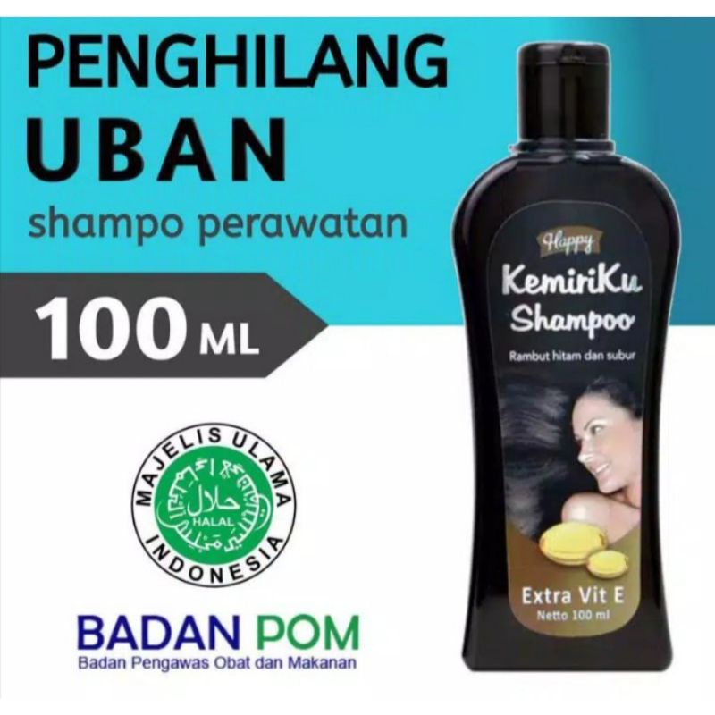 Paket PROMOSI Shampo Kemiri dan Minyak Kemiri Perawatan Rambut Penghilang Uban dengan Kandungan Kemiri Asli 100% / Black Shampoo Cultusia Happy