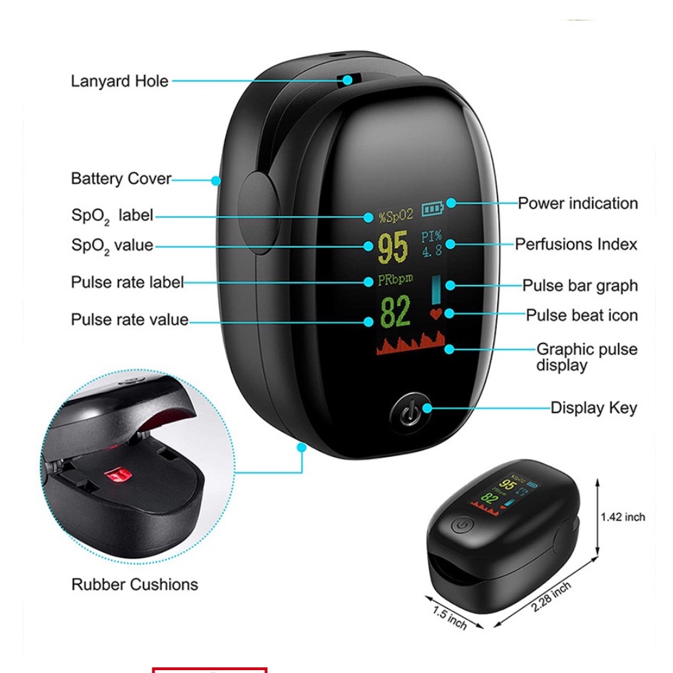 Fingertip Pulse Oximeter Oxymeter A2/ M190  Pengukur Kadar Oksigen Oksimeter Dalam Darah/jantung