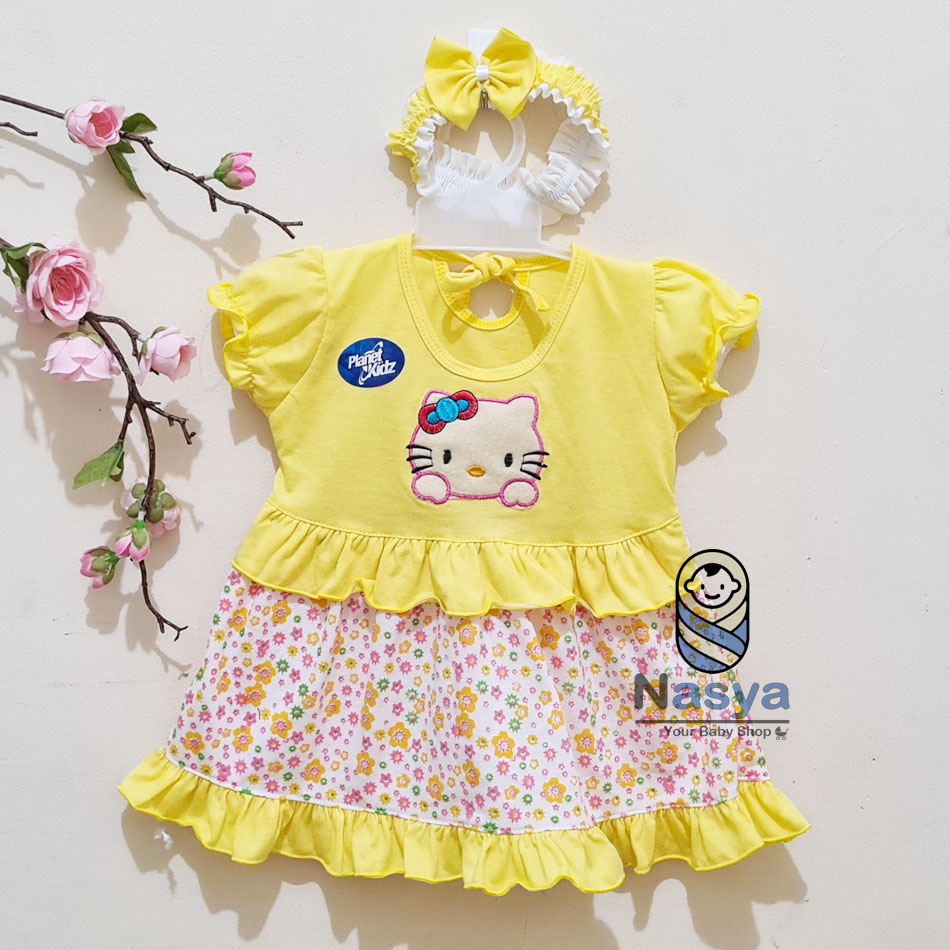 [P-055] Dress Bayi / Setelan Baju Bayi 0-6 Bulan Bahan Kaos PE - Planet Kids (Planet Kid)