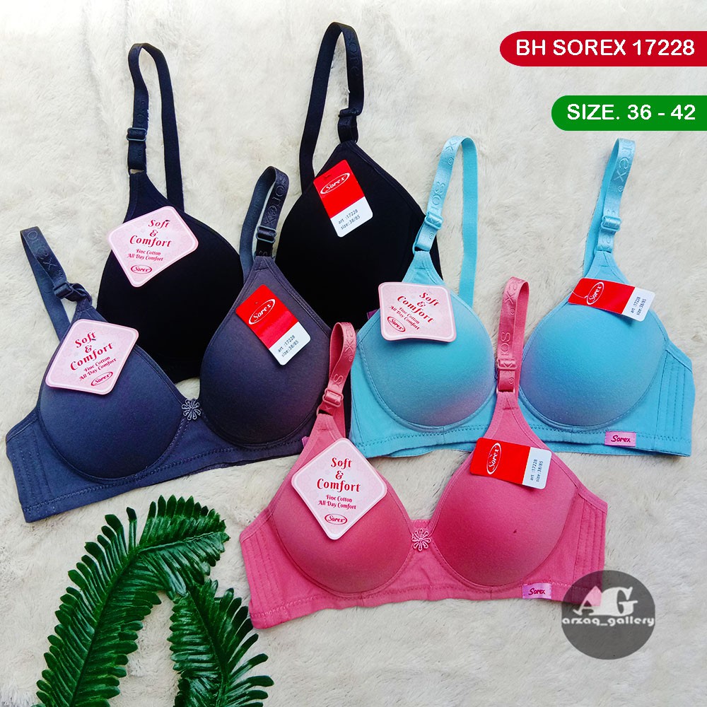 Sorex Bra Super Soft Busa Tanpa Kawat Cup Besar Kait 3 Setara Cup B-C BH Harian 17228