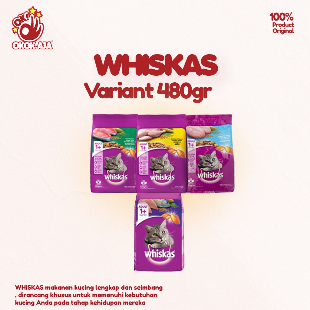 Makanan kucing kering WHISKAS 480gr Adult