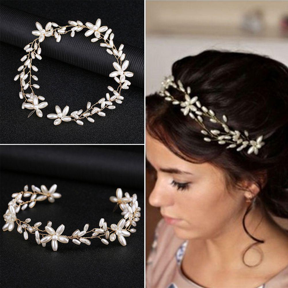 Bando Tiara Handmade Desain Nanas Hias Kristal Mutiara Berlian Imitasi Untuk Pengantin Wanita