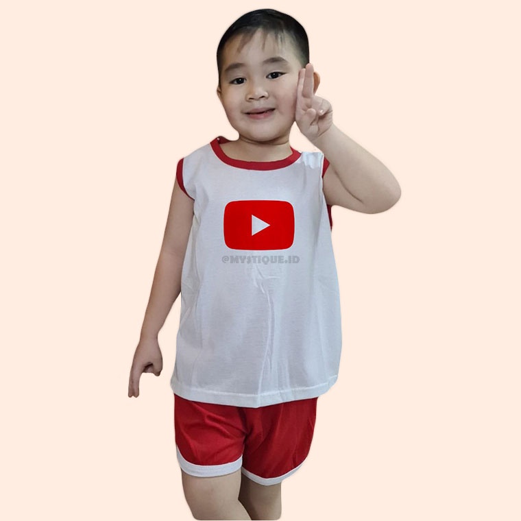 MYSTIQUE.ID - BAJU KAOS ANAK ANAK  LOGO WARNA MERAH LUCU DAN AESTHETIC