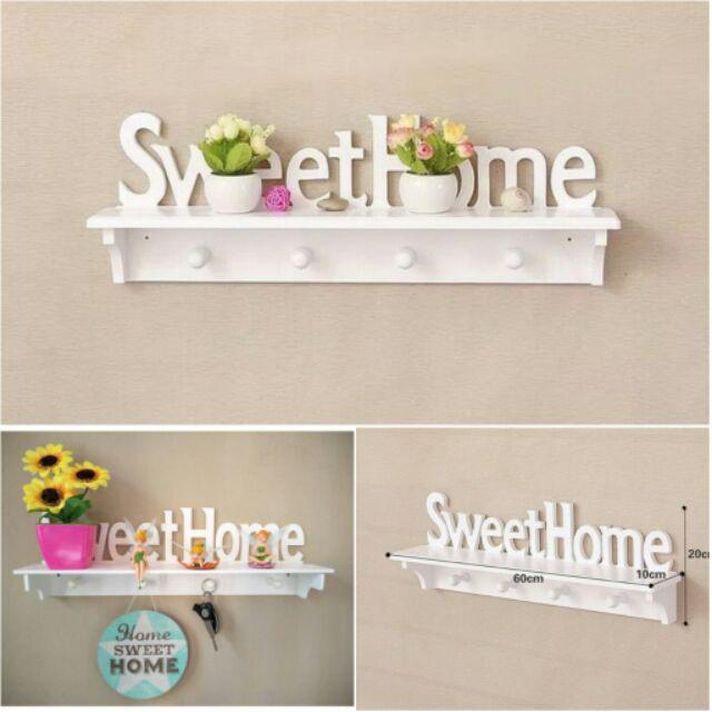 Rak Dinding Vintage Sweethome (dengan 4buah Hook Gantungan )