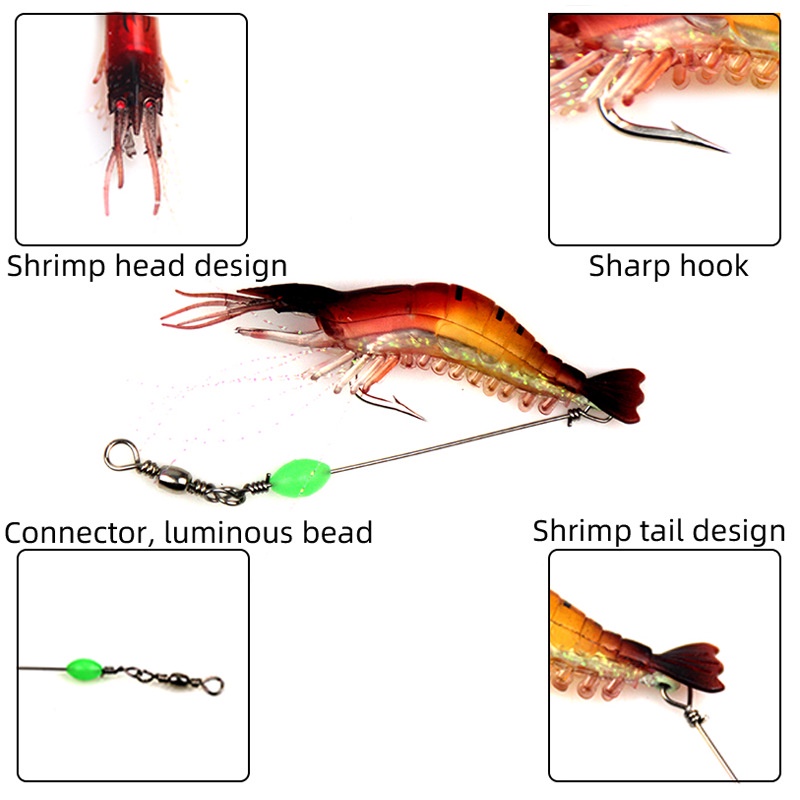 1 set Umpan Pancing Udang Casting ultralight Fishing soft Lure softlure import Shrimp GID 9cm 6 gram