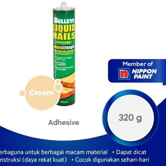 

SELLEYS LIQUID NAILS HIGH STRENGTH -320g- LEM KONSTRUKSI NIPPON PAINT