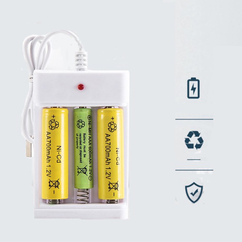 INFY - R542 Battery Rechargeable Charger 3 Slot Usb AA/AAA Batre Isi Ulang