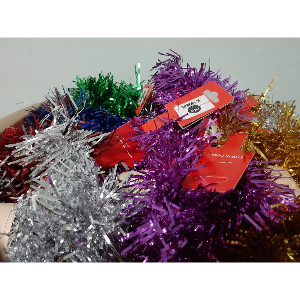 Slinger / Tinsel / Slinger Rumbai Warna Warni / Hiasan Natal / Hiasan Parcel