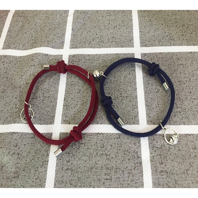 1 Pasang Gelang Couple Magnet Gelang persahabatan Tali Couple Magnet Attract Bracelets -ol-2pcs-blue-red