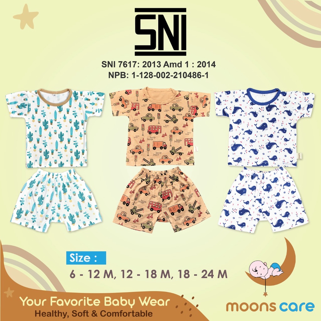 SNI STELAN OBLONG PENDEK  moons care  stelan baju pendek bayi stelan oblong Baju bayi Lucu Stelan ba