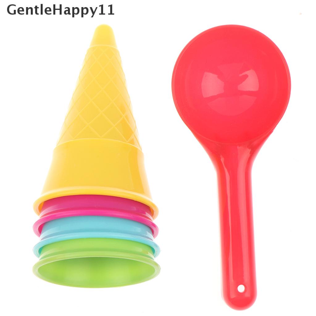 Gentlehappy 5pcs/lot Set Sendok Kerucut Es Krim Lucu Mainan Pantai Pasir Anak Anak