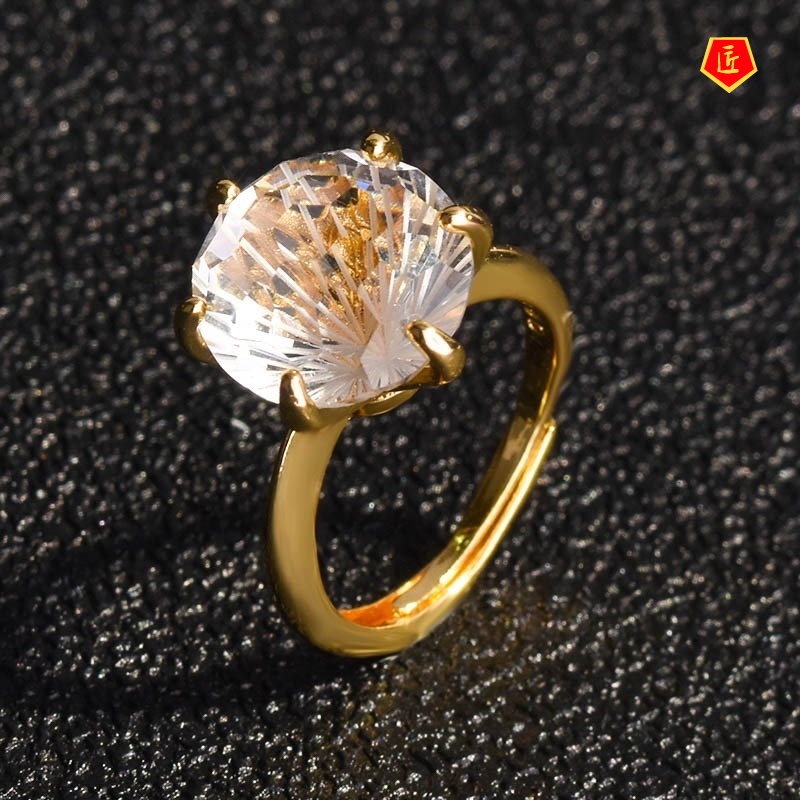 [Ready Stock]Fashion Exquisite Colored Gems Open Ring for Women