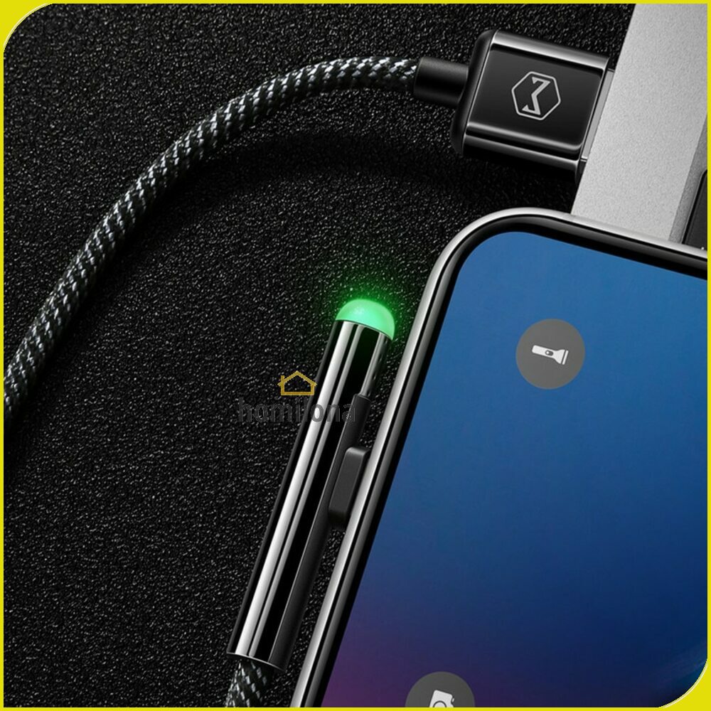 Kabel Charger USB Type C L Angle LED 2 Meter - MCDODO CA-6391 - Black