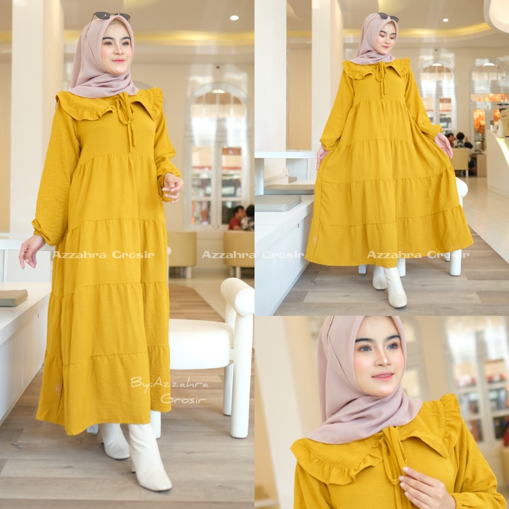 Marica Midi Dress Ld 104 - Dress Crinkle AirFlow Jumbo Bigsize Oversize Busui Bumil / R.1 - 335-6764