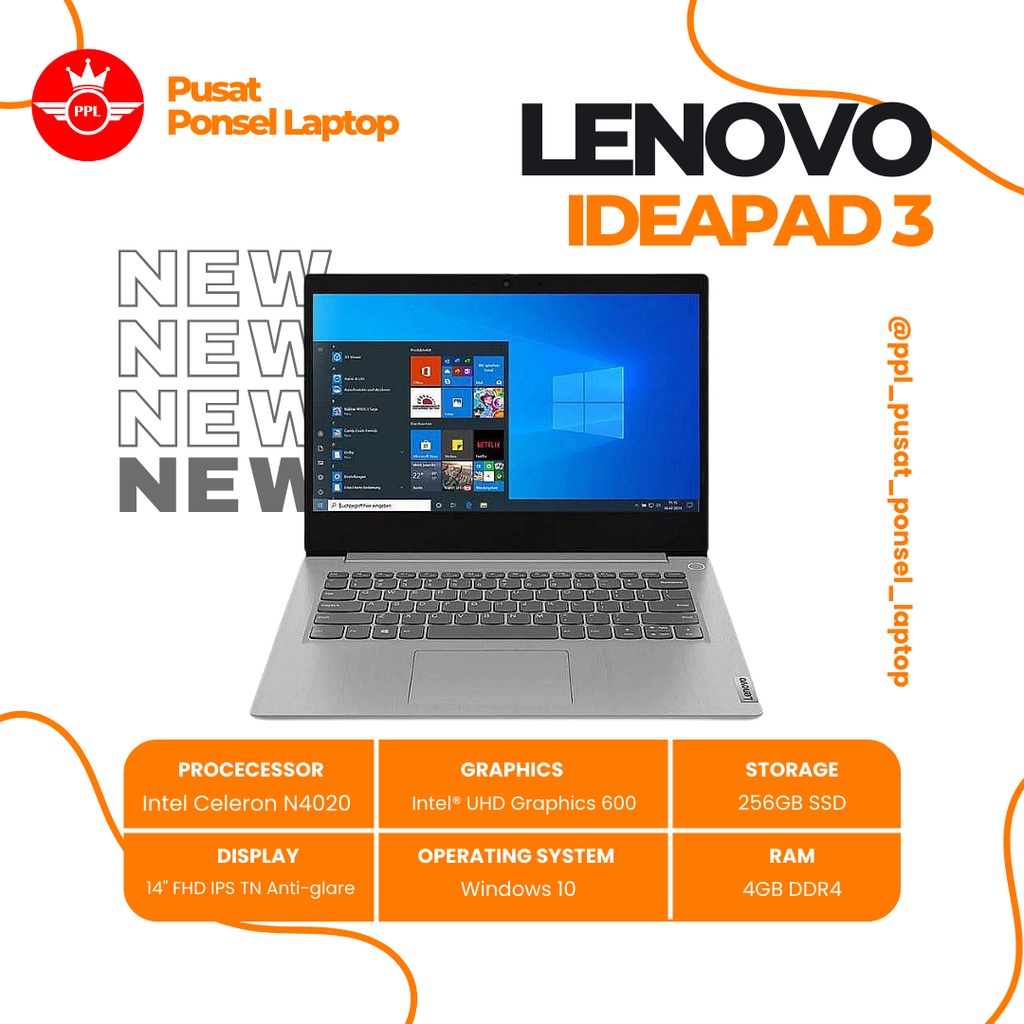 LENOVO IP 3 INTEL CELERON N4020 | RAM 4GB | 256GB SSD & 512 SSD | 14" INC