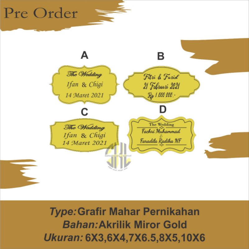 GRAFIR AKRILIK MIROR GOLD CUSTOM (PERNIK MAHAR)