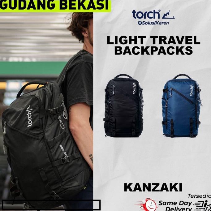 TRAVEL BAG TORCH TAS TRAVEL BACKPACK KANZAKI HITAM