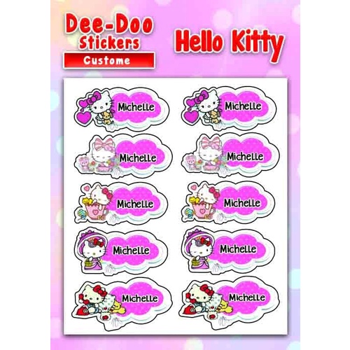 

Sticker waterproof label nama anak Hello Kitty