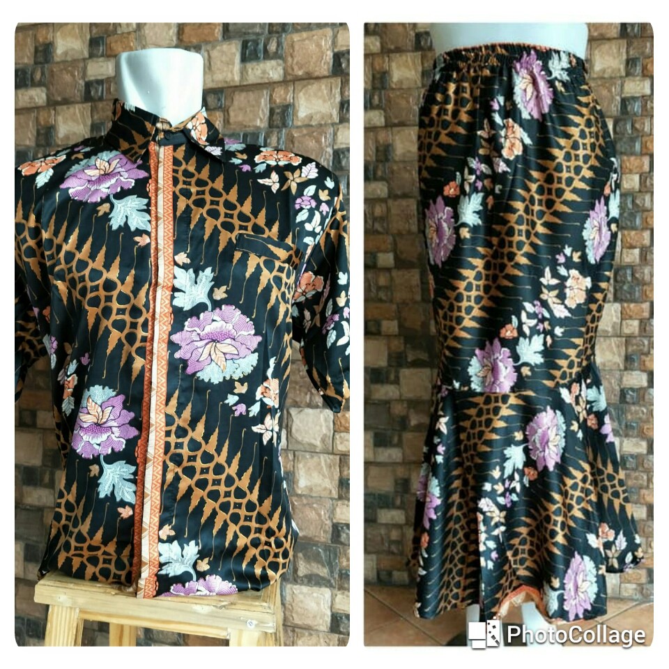 busana couple batik hem pendek rok mermaid