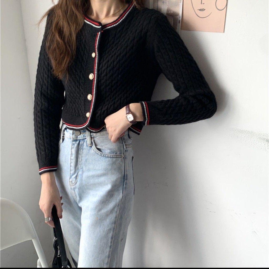 Oline Knit Crop Cardigan Import TM 18150-7