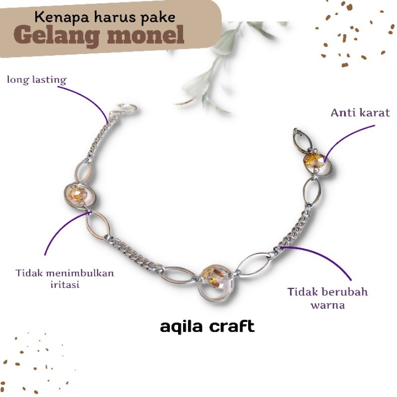 GELANG TANGAN MONEL KRISTAL RANTAI CHACHA GELANG ANTI KARAT TIDAK BERUBAH WARNA TIDAK LUNTUR TIDAK MENGHITAM MIX KRISTAL CEKO