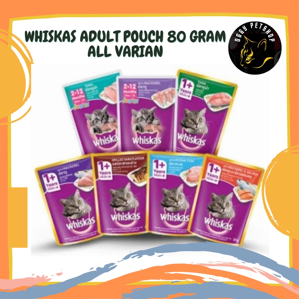 Whiskas Pouch Adult - Kemasan 80 Gr Makanan Basah Kucing Wiskas Wiskash