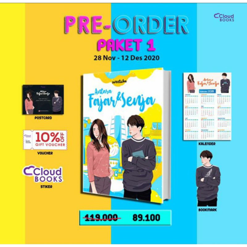 

novel ANTARA FAJAR & SENJA + hadiah po - sweeticha original