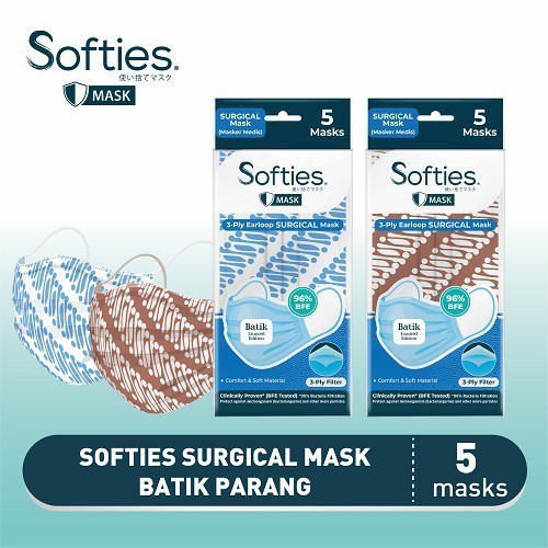 Masker Softies Surgical Motif Batik Parang isi 5 pc