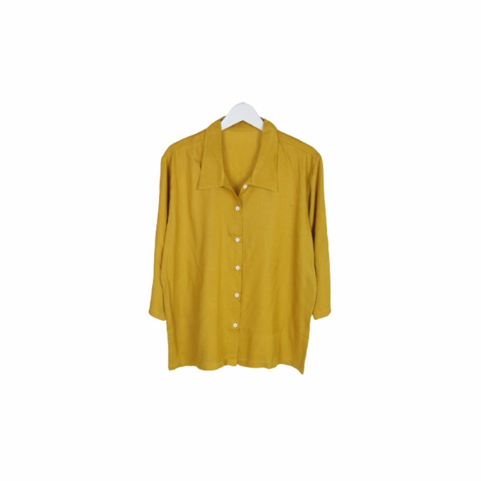 BLOUSE WANITA POLOS LENGAN PANJANG KATUN RAYON ORGANIK 7/8 ATASAN BLOUSE ALLSIZE-Blouse Mustard