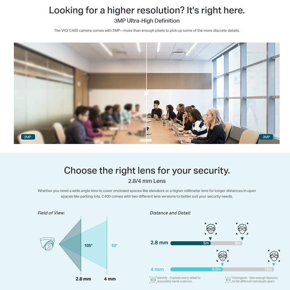 Tp-Link VIGI C400HP-4 Onvif 3MP 4mm Indoor Network Turret Camera