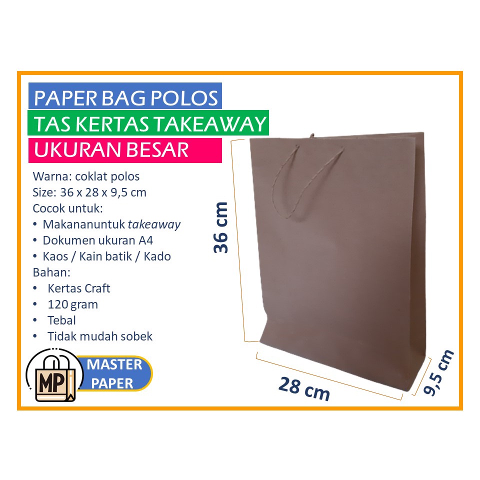 

Paper Bag Polos / Tas Kertas Takeaway ukuran Besar