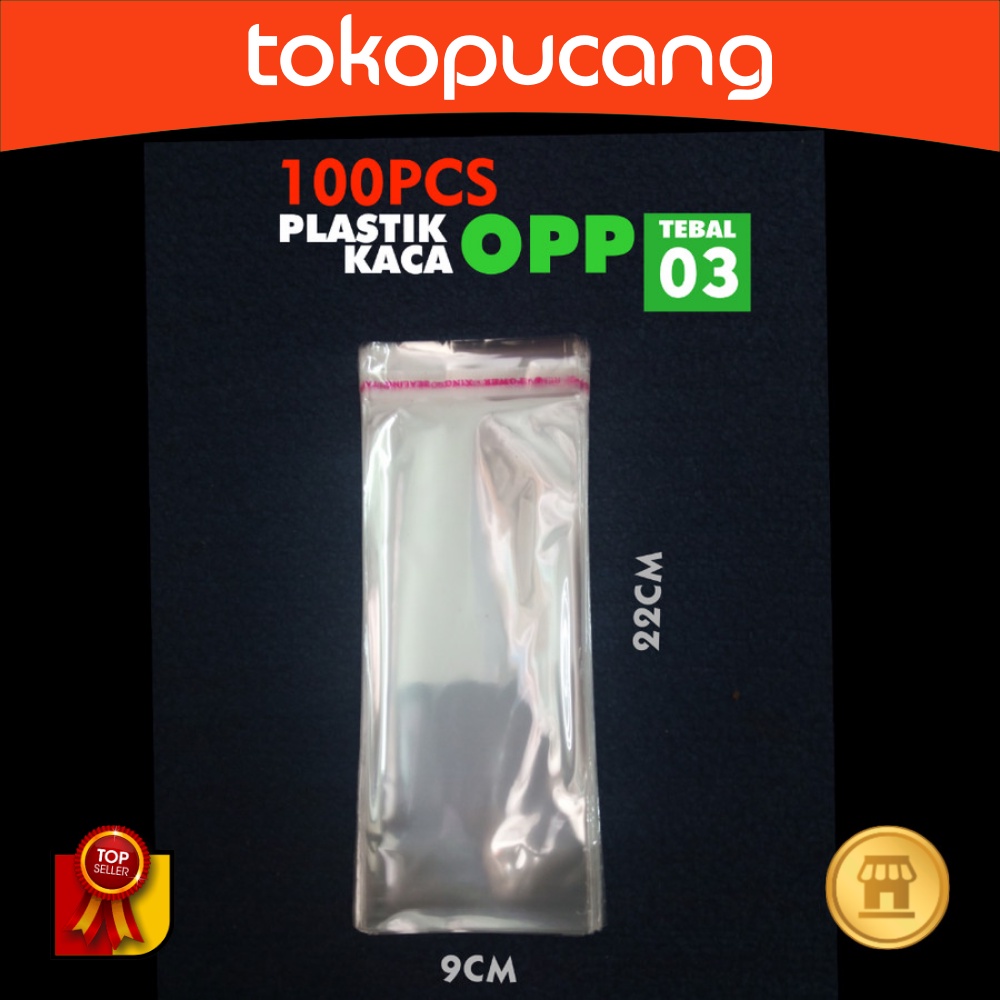 PLASTIK OPP 9 x 22 cm PLASTIC KACA 9x22cm KEMASAN 100PCS