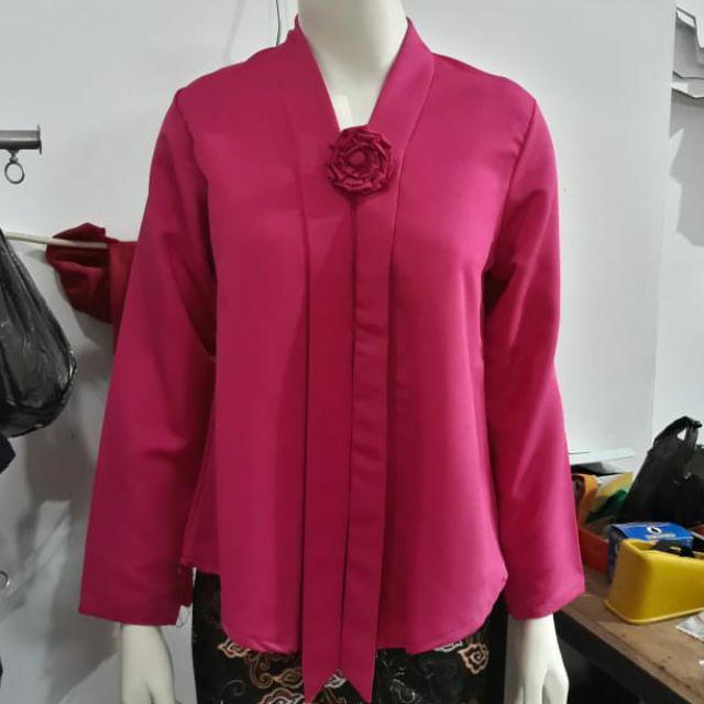 (P92/100) Kebaya floy TANGAN PANJANG kutubaru std-jumbo busui kartini KeroncongBusana (PJG)-Pink Fanta