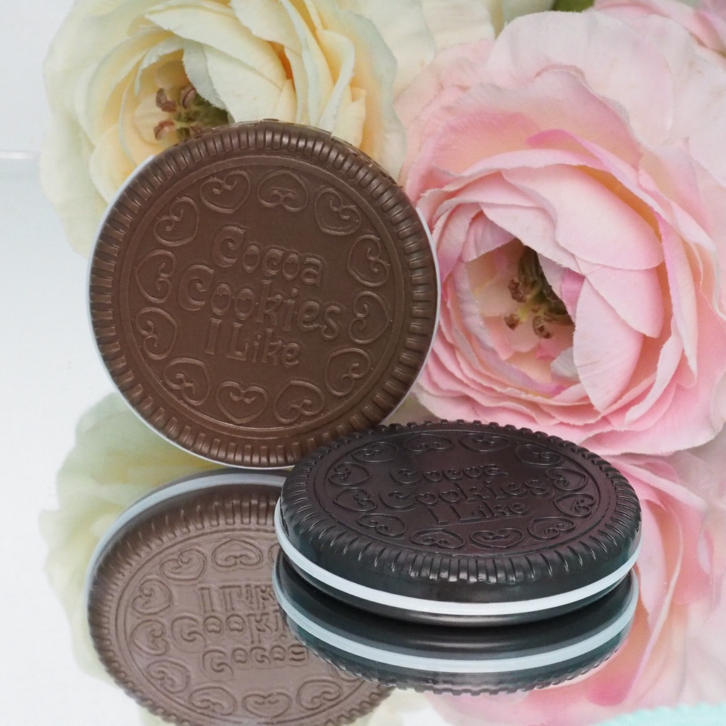 Cermin Sisir Lipat Saku Biskuit Coklat Oreo Kaca Rias Bulat Cokelat Pastel Pocket Mirror Hair Comb Portable Cocoa Cookies Cute