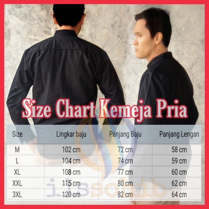 kemeja cowok polos lengan panjang slimfit hem pria kantor hitam navy putih maron army