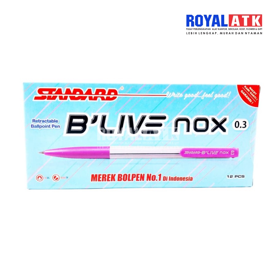 Pulpen Standard Pen Blive Nox Ballpoint B-Live Bolpen B Live Bolpoint