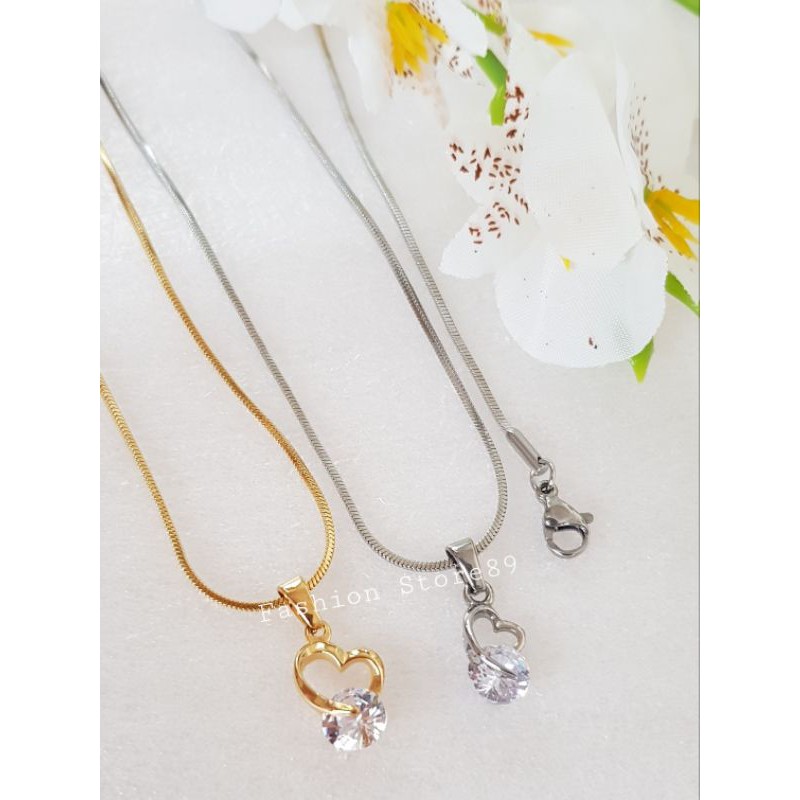 ready Kalung Love simple import titanium bestquality emas silver Antikarat Selamanya bestquality