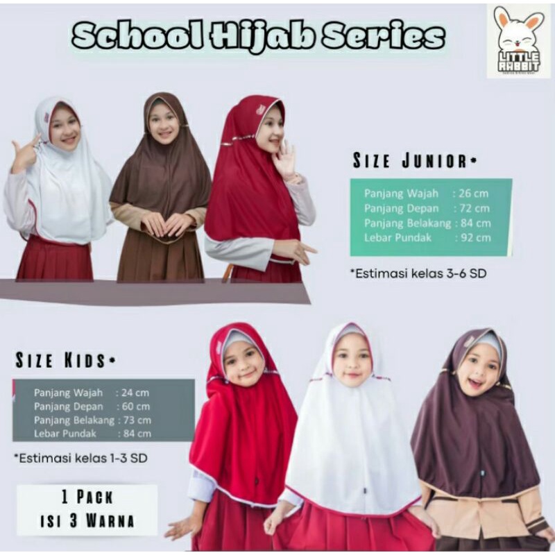 Little Rabbit Hijab Instan Adiba Series Hijab Sekolah Kerudung Anak Sekolah Hijab Instan Anak Sekola