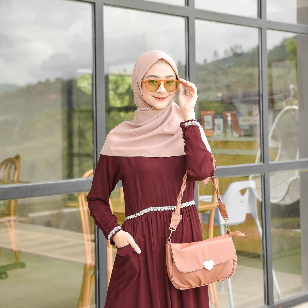 Gamis Katun Toyobo Remaja Terbaru Renda Dada Bordir Model Terbaru Modern Bisa COD