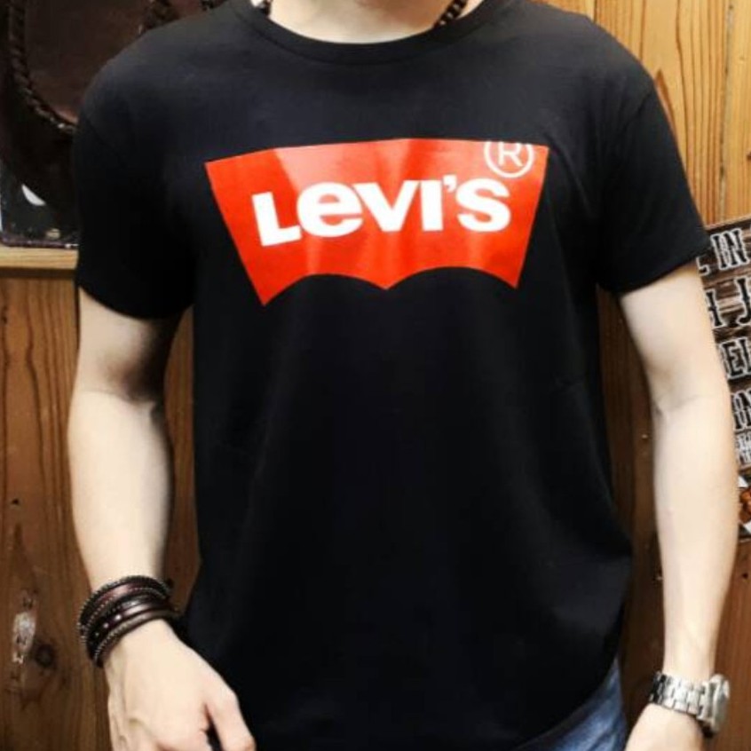 Kaos Pendek Oblong Pria Wanita Hitam Logo Levi Size M LXL XXL Model Terbaru 2023